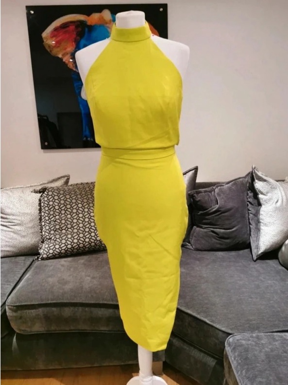 Sleeveless Yellow Halter Maxi Dress